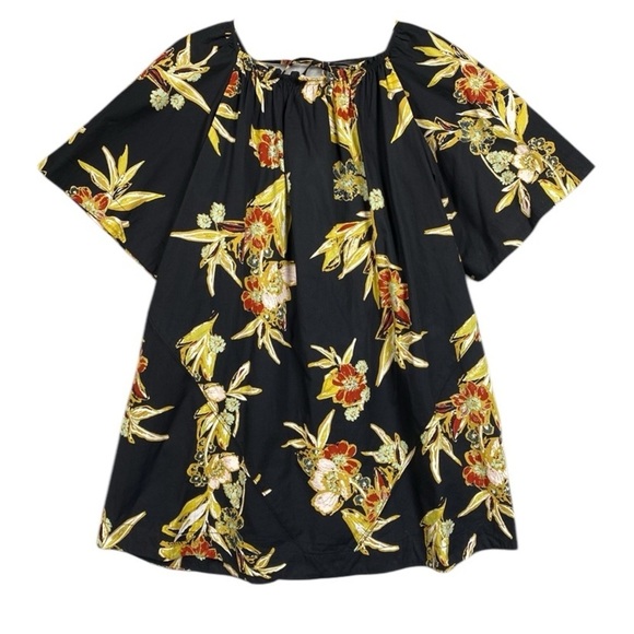 Free People Jodie Printed Tunic Womens Size XS Black Floral - Picture 2 of 9